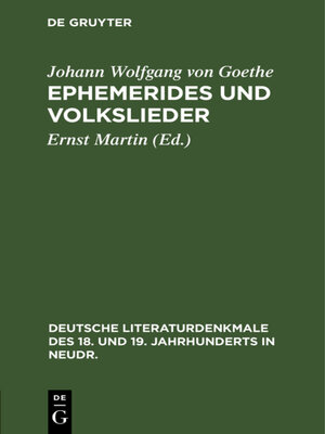 cover image of Ephemerides und Volkslieder